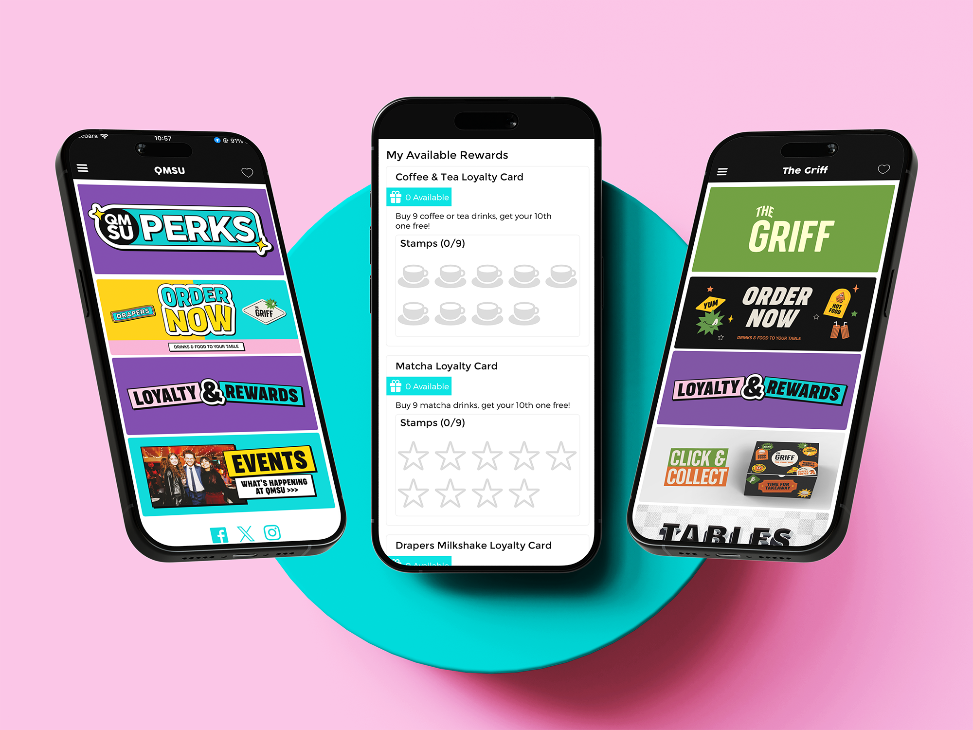 Phone showing QMSU Perks app